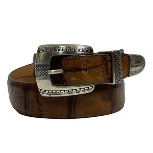 Brighton Onyx 12506 Croc Embossed Cognac‎ Brown Belt Brass Tip Size 42